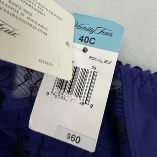 Vanity Fair European Collection Women's 40C Bra Blue Black Underwire NWT - Picture 4 of 8
