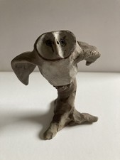Vintage Studio Pottery Owl Figure Signed Sculptural
