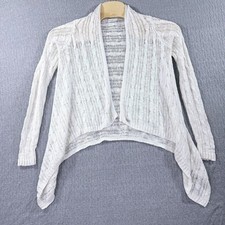Abercrombie Fitch White Cable Knit Open Front Waterfall Cardigan Sweater Size S