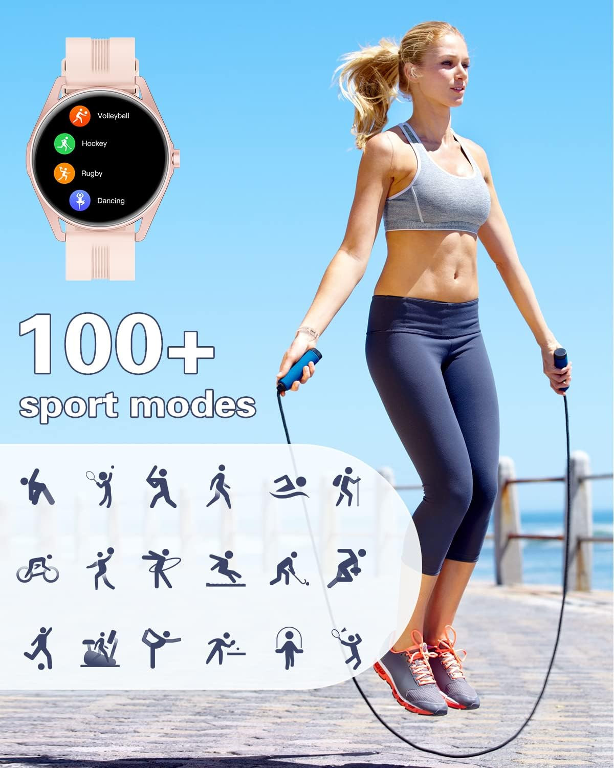 Smartwatch Donna Chiamate E Whatsapp Rotondo Smart Watch Bluetooth Orologio Fitn foto 3