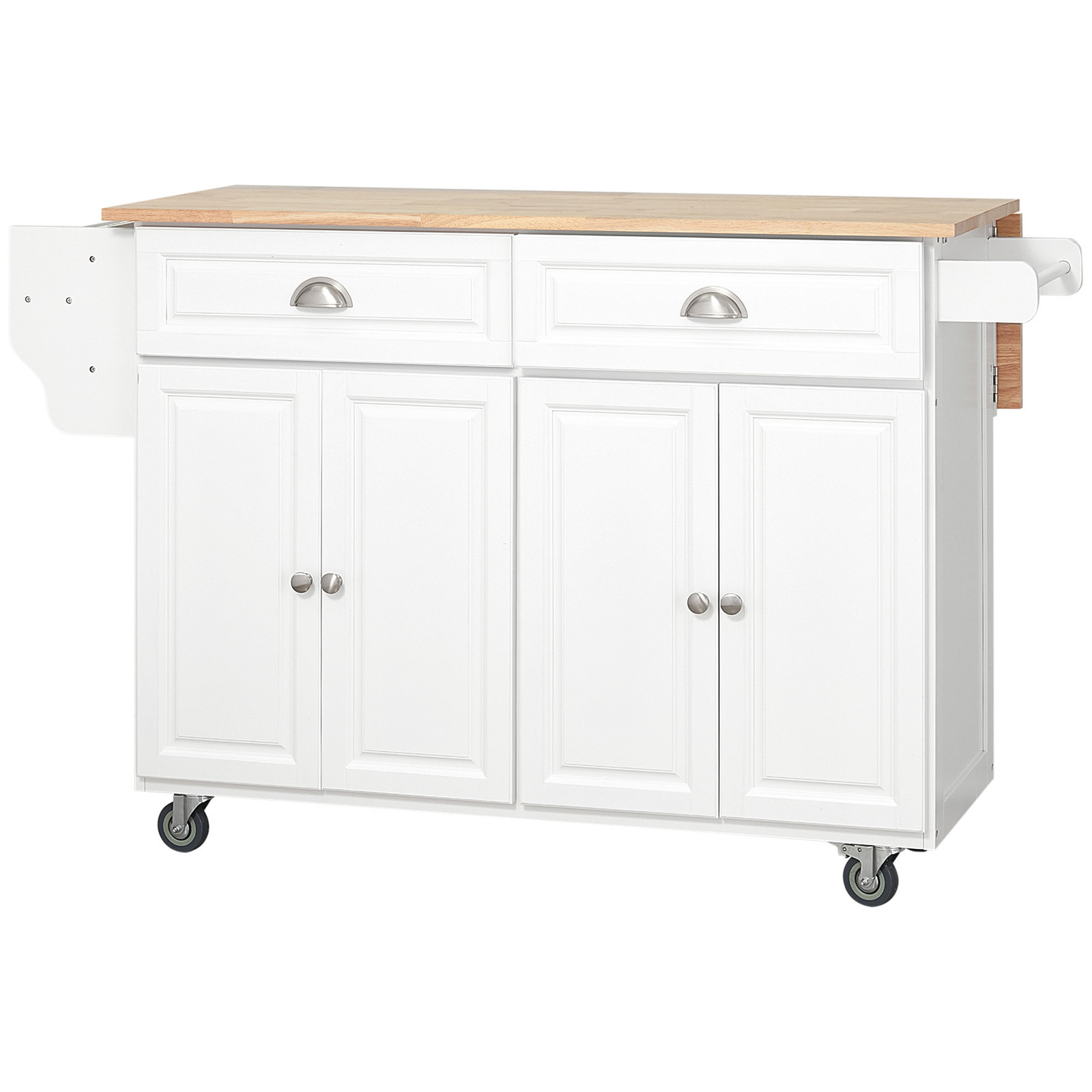 Kitchen Cart Island with Drop Leaf, White