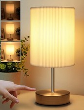 Bedside Lamps, Touch Control Table Lamp 3-Way Dimmable Small Lamp with 3D Pleat