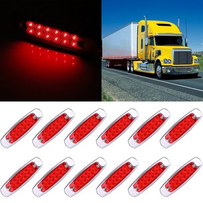 12X Red Signal Indicator 12 Led Side Marker Light Sealed For Pickup Lorry New