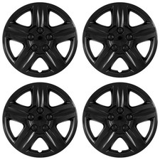 New Set Of 4 Black 16 Hub Caps Wheel Covers 5 Spoke Star Full Tire Rim Lug Hubs