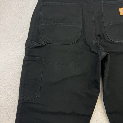 Carhartt Carpenter Pants Mens 32 X 34 Black Canvas Straight Leg Workwear - Picture 13 of 13