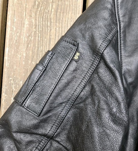 Alpha Industries CWU 45/P Leather Flight Bomber Jacket Black Size XXL - Picture 16 of 21