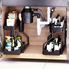 2-Piece Under Sink Organizer with Sliding Shelves Multi-Purpose Storage Rack