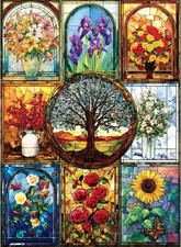 500 Piece Puzzle for Adults, Stained Glass Windows Jigsaw Puzzles, Tree of...