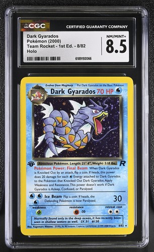 Dark Gyarados (1st Edition) graded CGC 8.5 for sale on eBay