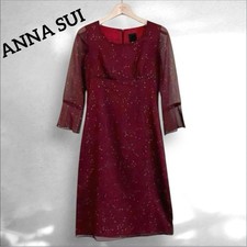 Anna Sui Vintage Dress Silver Moon Stars Sheer Sleeves Size 2 Japan