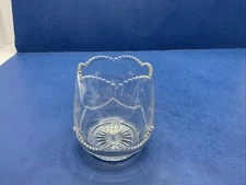 Votive Candle Holder Mid Century Atomic Starburst With Scalloped Rim Beaded Trim