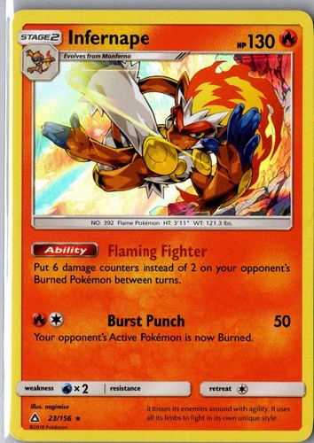 Infernape 23/156 Holo Rare Ultra Prism Pokemon Lightly Played