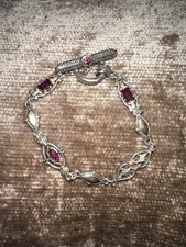 Konstantino Ladies Two-Tone Sterling Silver 18K Gold Rhodolite Stone Bracelet