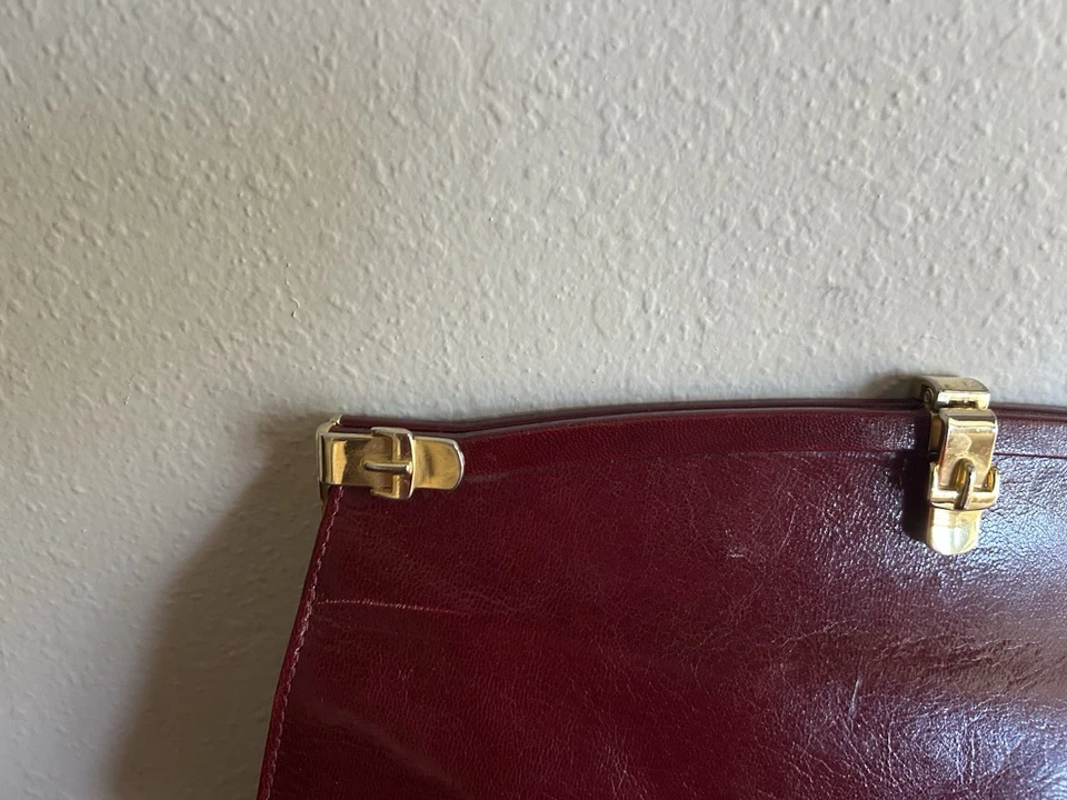 Vintage Famous Barr Made In Italy Burgundy Clutch Bag Purse Party Cocktail - Image 3 of 4