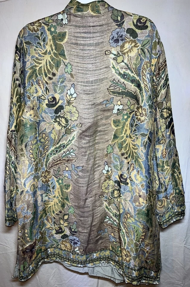 COLDWATER CREEK Yellow Floral Tapestry Button Jacket Women’s 2X - Image 4 of 4