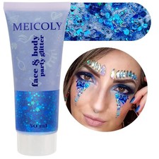 50ml Holographic Blue Face  Body Glitter Gel Waterproof USA Flag Hair Makeup