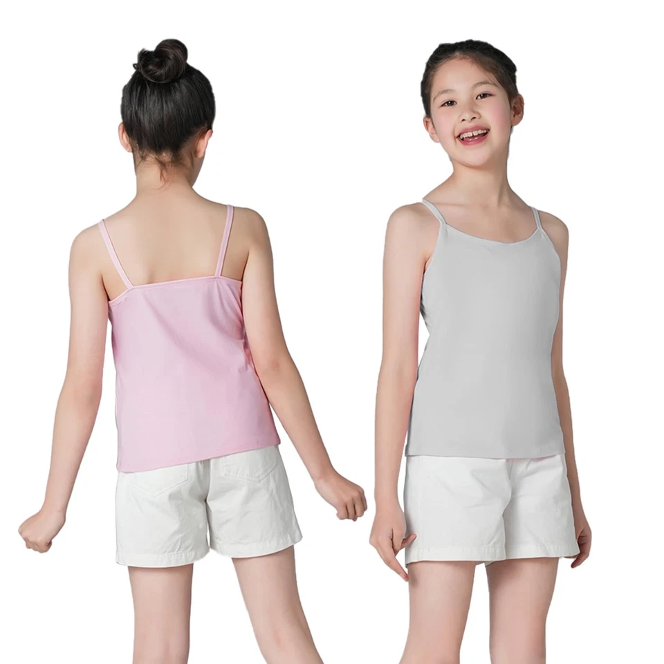 QBK Girls Training Bras Teens 6-12, Camisoles Bralettes with Shelf Bra, 2-4Pack - Image 3 of 4