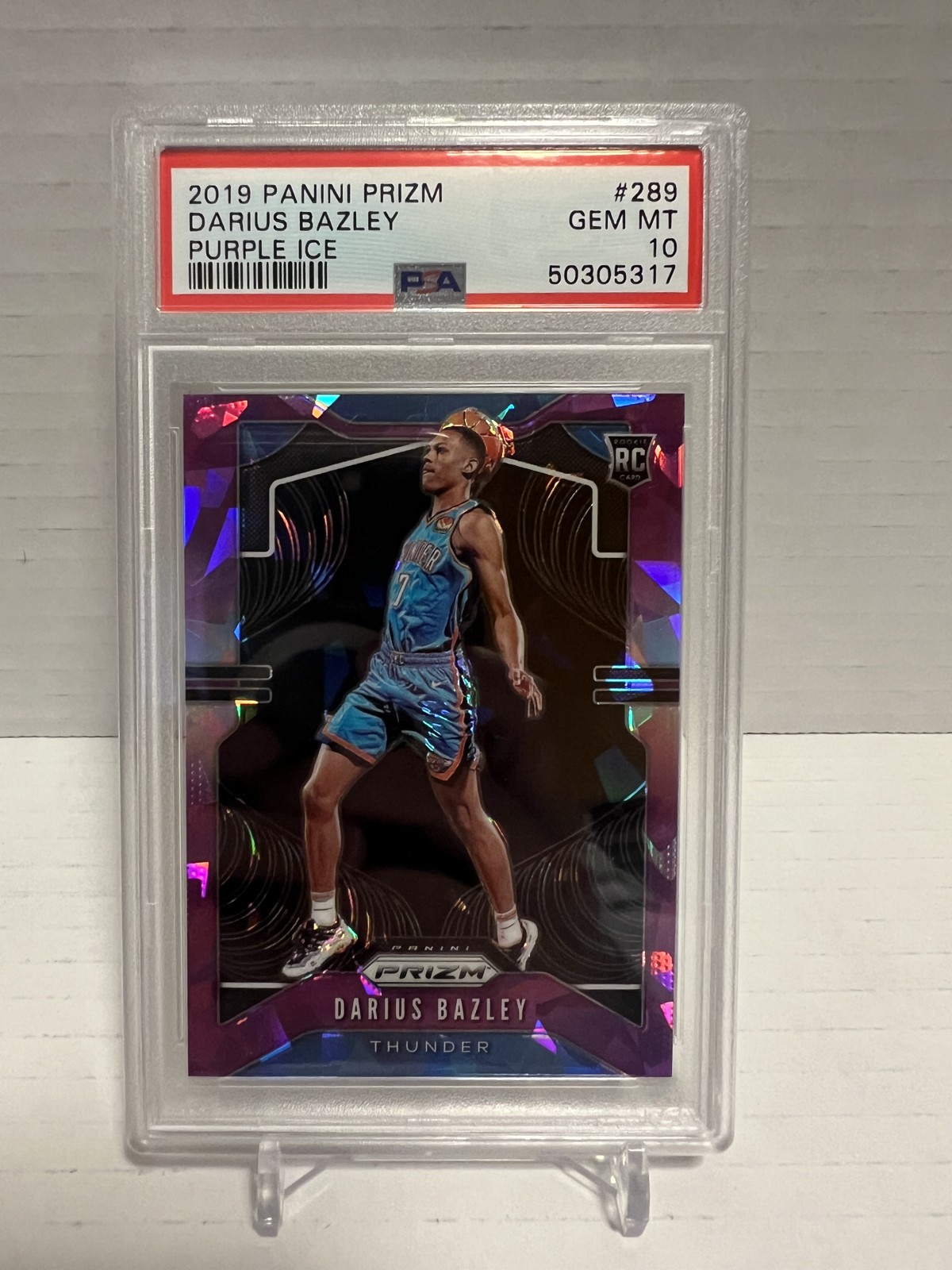 Darius Bazley 2019 Prizm No. 289 Purple Cracked Ice /149 PSA 10 Gem Mint RC