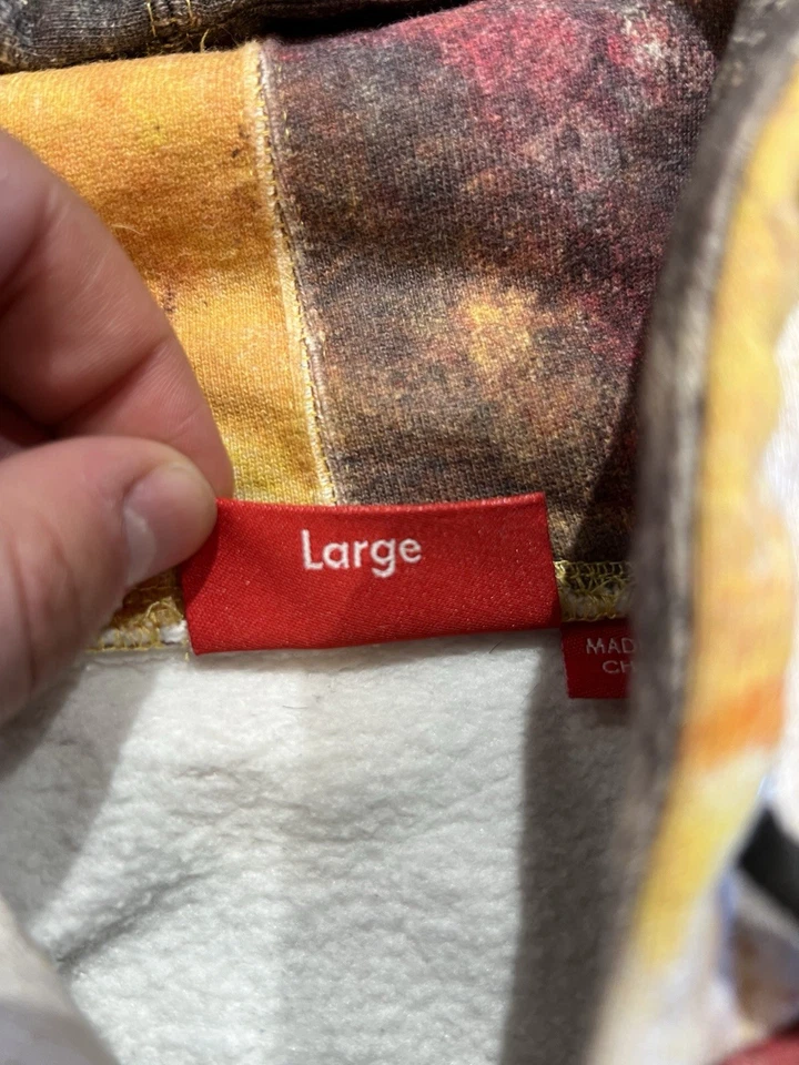 Sudadera con Capucha Supreme Fire Cremallera Grande Amarilla Roja Impresión Arte Abstracto Cremallera Completa Foto 4 de 4