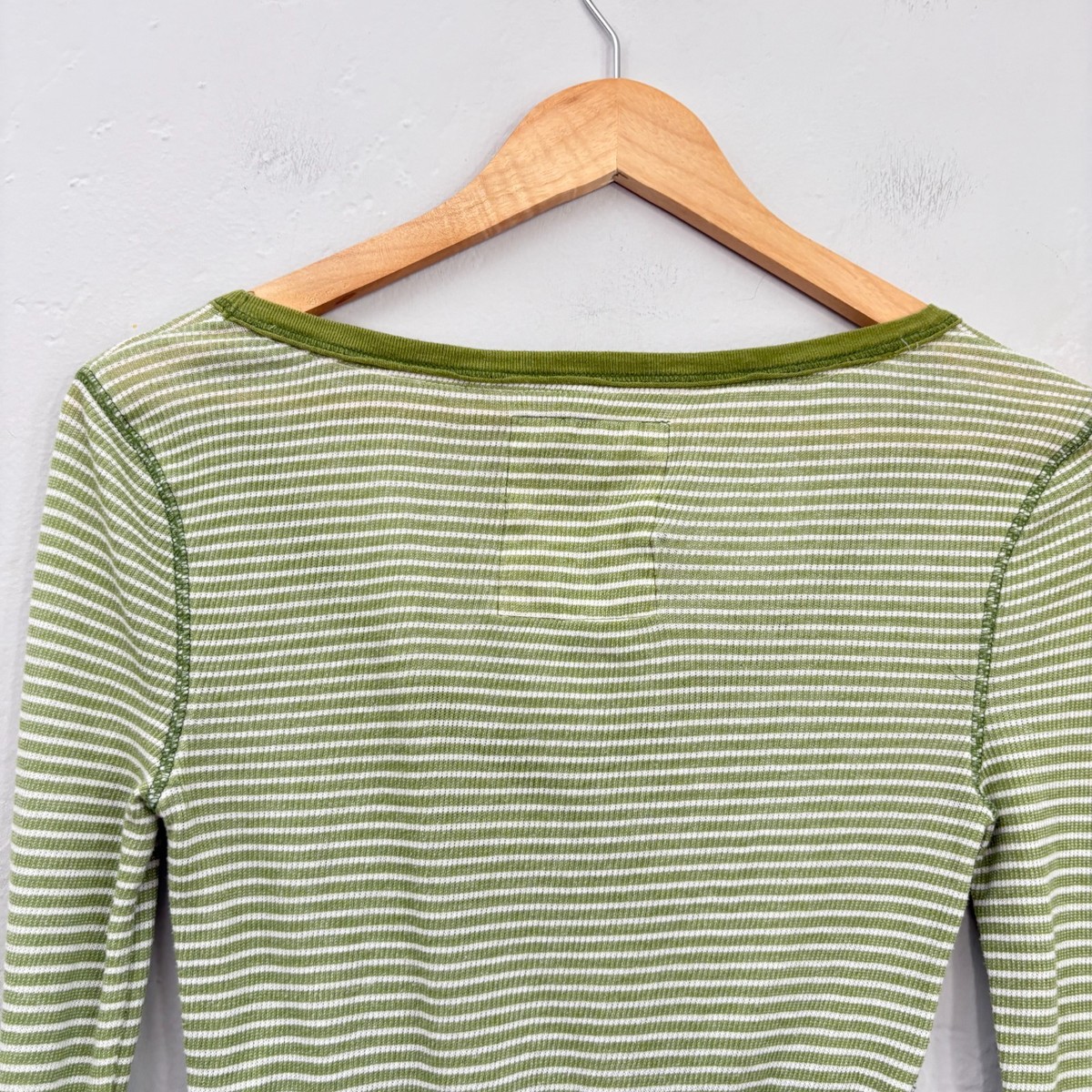 Hollister Vintage Striped Babydoll Top Size Large Green White Long