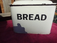 Vintage Phoenix Brand White Enamel Bread Bin 1930s.