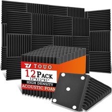 12 Pack Acoustic Panels   Sound Proof Foam Panels for 1" Thick 12 Pack Black