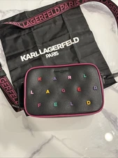 Karl Lagerfeld Maybelle Pebble Leather Rainbow Letters Strap Purse