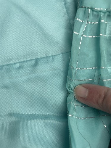 Shoshanna Dress 8 Silk Turquoise Fit & Flare Mini Sleeveless Metallic Formal - Picture 13 of 17
