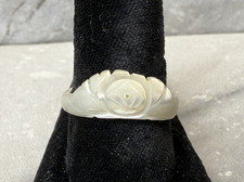 Vintage Carved Mother of Pearl Shell Ring Size 8.5
