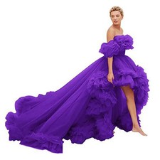 Women's Prom Dresses Puffy Tulle Off Shoulder Formal Evening Party Gowns