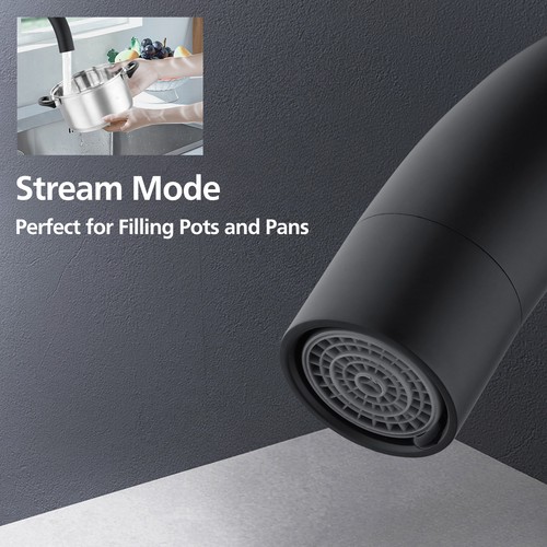 Round Matt Black Laundry Kitchen Sink Mixer Tap 360° Swivel Spout Basin Faucet - Picture 5 of 10