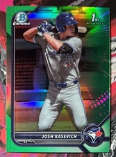 2022 Bowman Draft Josh Kasevich 1st Chrome Green Refractor /99 SP Blue Jays