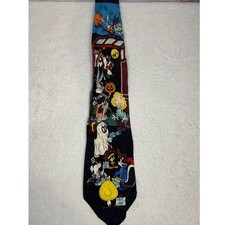 Looney Tunes Halloween Tie Daffy Duck Elmer Fudd Bugs Bunny Korea 100 Silk
