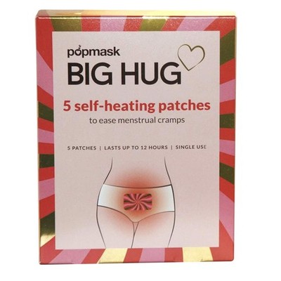 Popmask Big Hug selbstwärmende Pflaster zur Linderung von Periodenschmerzen, 5 Pflaster, transparent 