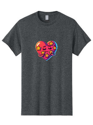 Star-Heart Mens Graphic Tee, 100% Cotton, Casual Summer Wear