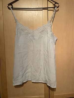 Abercrombie&Fitch Top/Hemdchen Spitze Spaghetti Träger hellblau Gr. 38/M Viskose