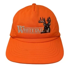 Whitetail Snapback Cap Orange One Size Adjustable Embroidered Vintage