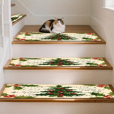 A Gift Suitable for Use in 3 Rooms: Christmas Tree Pattern Printed Stair Mat,