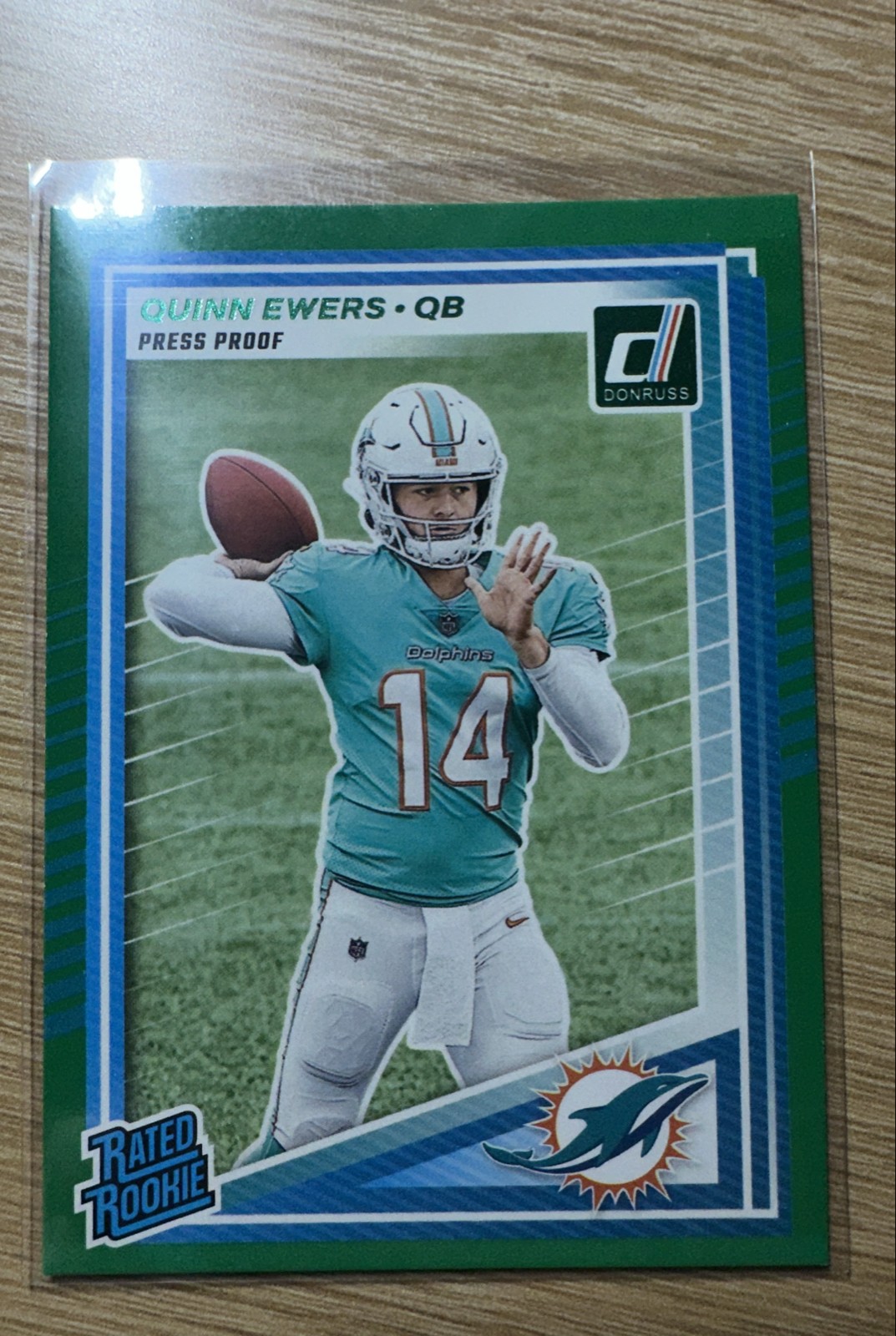 2025 Panini Donruss - Rated Rookie Quinn Ewers #342 Press Proof Green (RC)