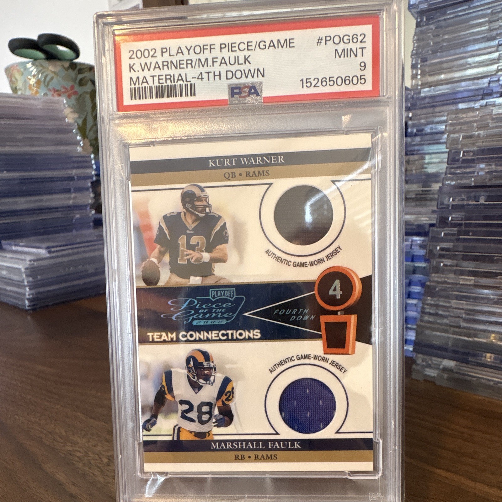 Playoff 2002 Piece of the Game Team Connections Warner/Faulk PSA 9 /10 POP 1!