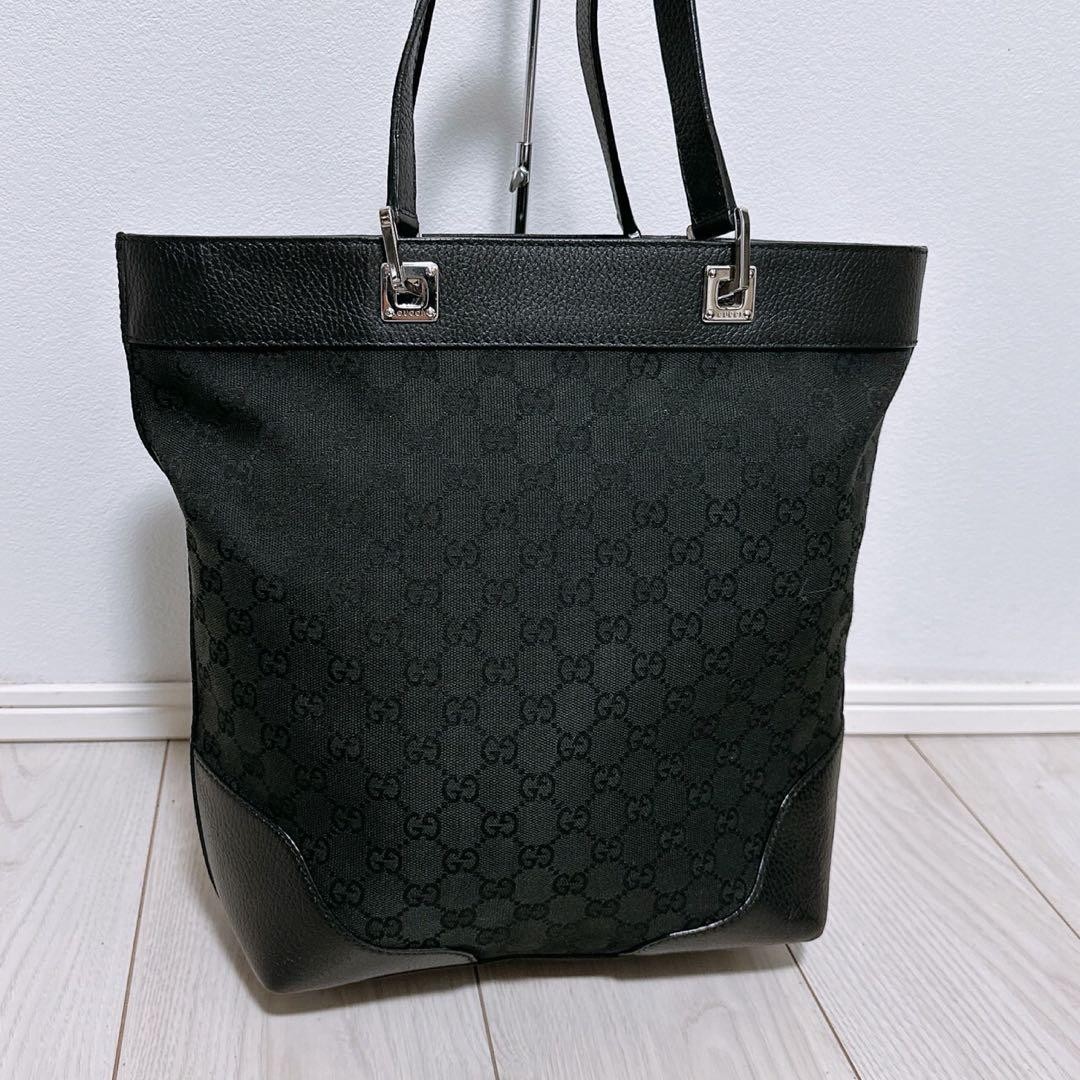 GUCCI G-pattern Canvas Tote Bag Leather Handles Excellent Condition