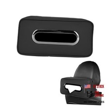 Car Tissue Holder with Metal Dispenser Waterproof PU Leather Black