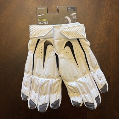 $90 Nike D-Tack 6.0 4XL Padded Football Gloves White Grey CV0342-184 Hydragrip
