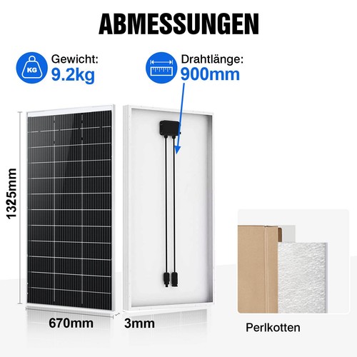 200W 12V Monokristallin Solarpanel Solarmodul Photovoltaik 200 Watt Wohnmobil - Bild 6 von 9