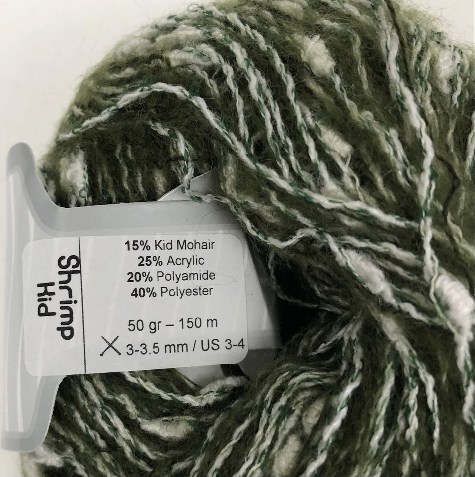 Lot of 8 New Balls Of Ice Yarns Shrimp Kid Mohair Green White #11627 Fine Sport - Image 4 of 4