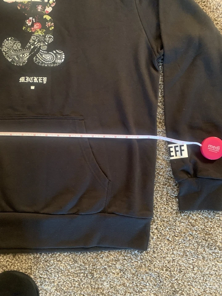 New Mickey Mouse Neff Sweater Mens L Black Hoodie Stars Bandana Floral Disney - Image 3 of 4