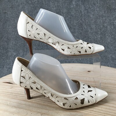 Adrienne Vittadini Shoes Womens Slip On Pumps White Leather