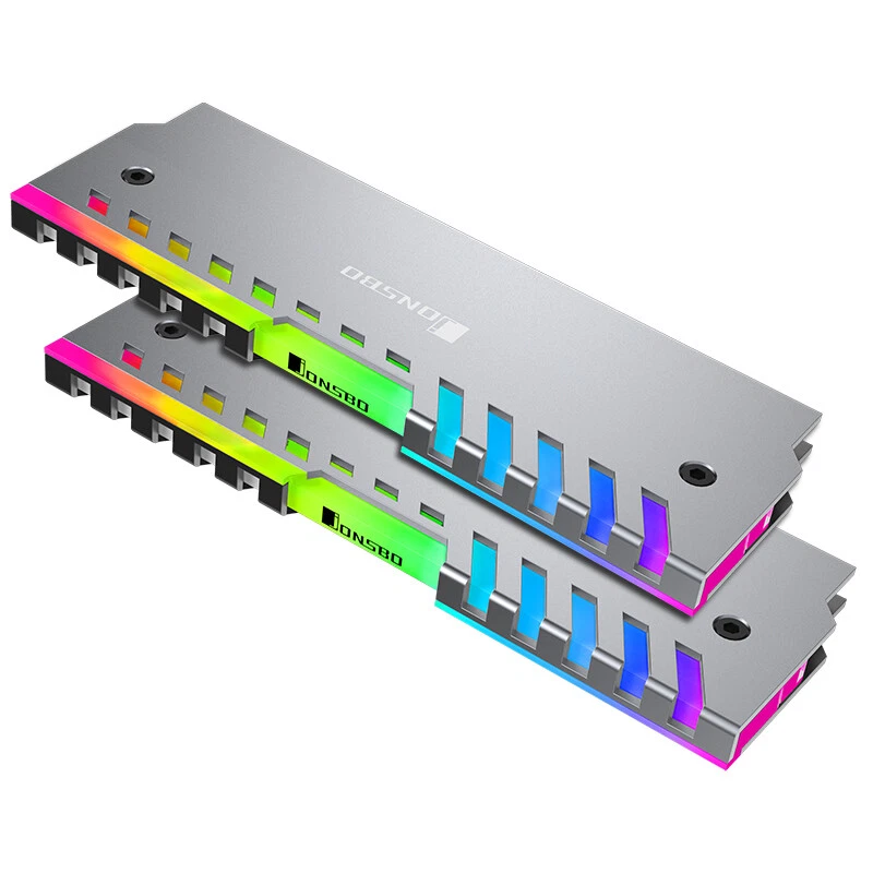2-Pack LED Memory Cooling Aluminum RAM Radiator RGB PC Case for DIY Game Chassis - Image 2 of 4