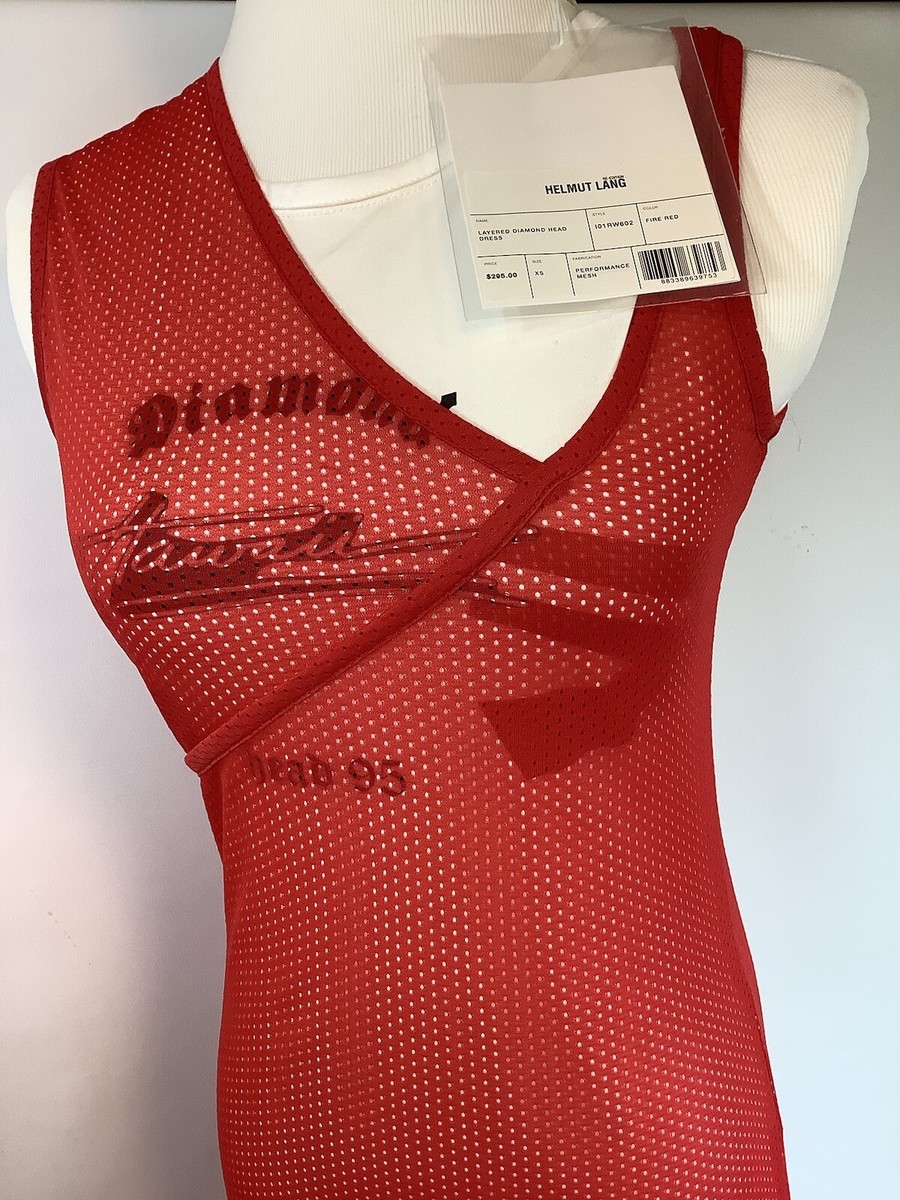 Helmut Lang layered Daimond Head red dress 101RW602 sz XS
