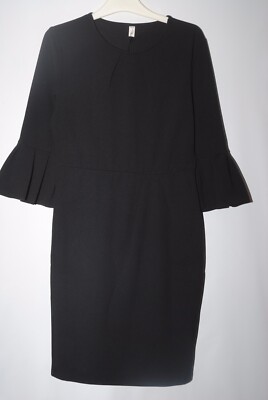 FASHION Ladies black knee length 3/4 sleeve dress size L bnwt
